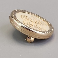 Vintage Monogram Brooch Decorative Scrollwork Round General Manufacturing USA