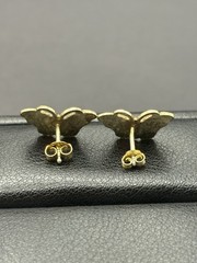 Vintage Gold Sterling Silver Pink Enamel Butterfly Earrings G22