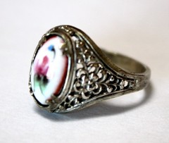 Vintage Russian Hand Painted Enamel Rings 4 Variation Finift Technique #77,83,95