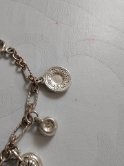 Vintage Tea Set Charm Bracelet Unmarked Likely Silver Plate 7” Spoon Toggle