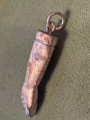 Vintage 1.25″ Stamped H G Sterling Silver Fist Thumb Pendant 6g