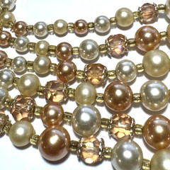 Vintage Jewelry Necklace Multi Strand Faux Pearl Beaded Glass Peach AB Cream 18