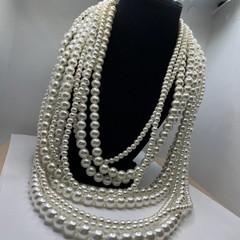Designer Signed Vintage Glass Multi-strand layered statement bib wedding bridal