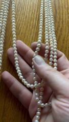Vintage Hand Knotted Baroque Freshwater Pearl Necklace Endless Strand 104 Inches