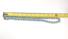 Vintage Hand Painted Faux Cloisonne Porcelain Bead Knotted Necklace Blue 25″