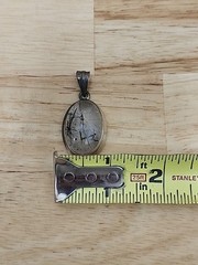 Sterling Silver 925 Oval Black Rutilated Quartz Statement Pendant