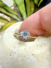 Ladies ESTATE 14k Yellow White Gold NATURAL Solitaire Diamond Ring band