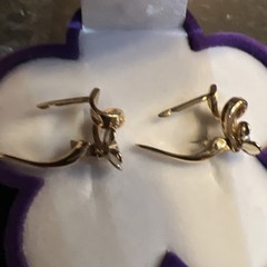Vintage Original Rose & White Gold Cubic Zirconia Earrings 585 14K, Gold 585 14K