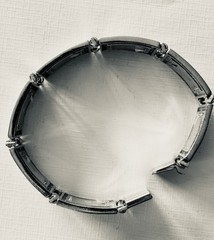 Sterling Silver Link Bracelet with Black and White Beads 7.5 ” 41.6 grams VTG