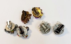 3 Vintage Crystal Glass Bead Cluster Earrings AB Gray Topaz Clear AB