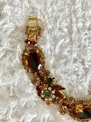 JULIANA D&E Iridescent Watermelon Art Glass Rhinestone Bracelet! SPECTACULAR!!