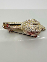 Vintage 1980s Signed ROMAN AUSTRIAN CRYSTALS Silver Tone Snail Brooch Pin