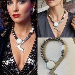 Ben Amun Vintage 1990’s Y2K Necklace Modern Abstract Couture Runway Box Closure