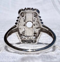 1930s Art Deco 18K White Gold DIAMOND Ring Setting/ Semi-Mount w/ HEARTS ~ 2.8 g