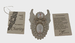 ANGELS OF LOVE 1996 SIGNED JANE FAUX PEARL CRYSTAL RHINESTONE SILVER TONE BROOCH