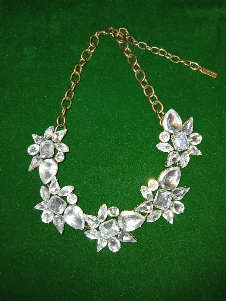 Vintage SugarFix silver tone and rhinestone statement necklace. 17″ w/3″ ext.