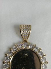 Gold Plated Round Cz With Large Space For Chain Photo Holder