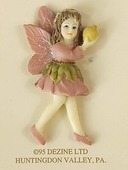 Vintage 1995 Dezine The Fairy Collection Pink Dress Wings Brooch Pin Jewelry