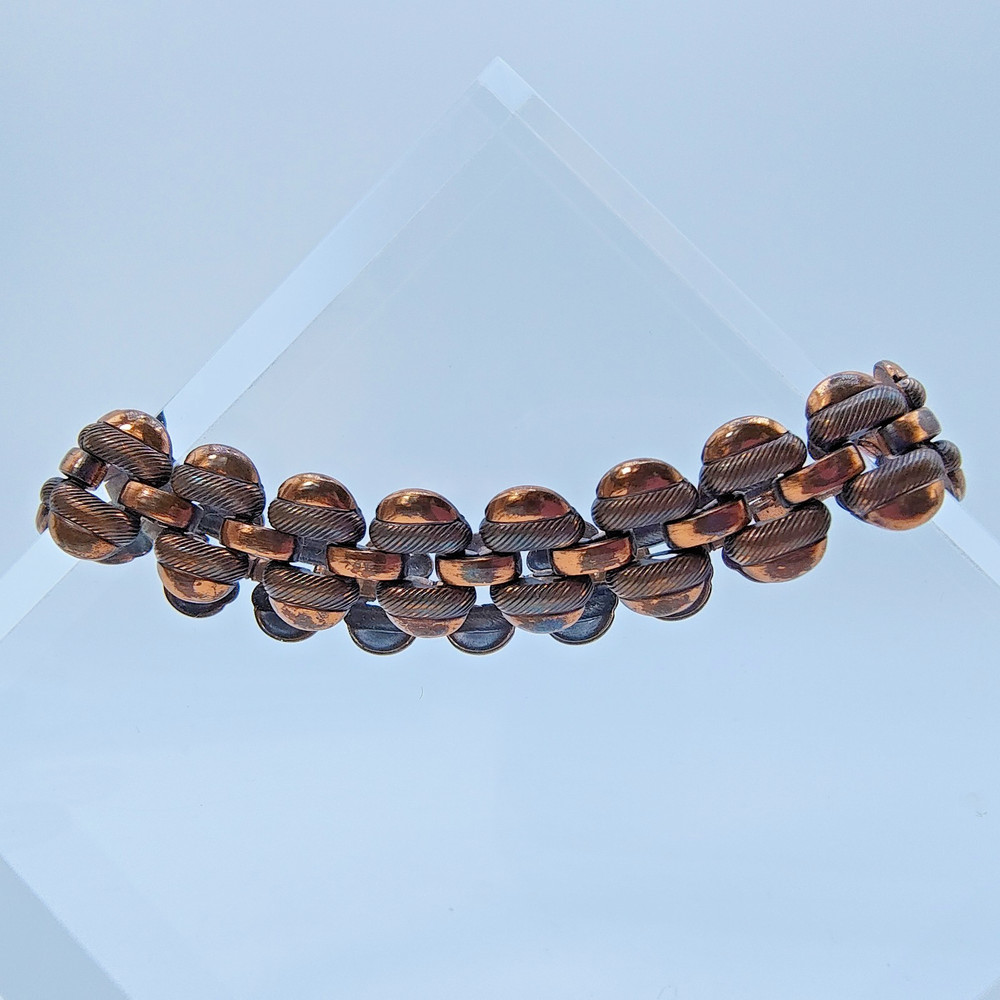 Vintage Copper Link Bracelet Mid-Century Modern Brutalist Boho Statement