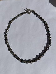 Dark Grey Faux Pearl & Sterling Silver Designer Necklace 17″