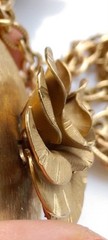 WWII 1940s Locket Necklace Russian Gold Picture Locket Brushed Goldtone Rose