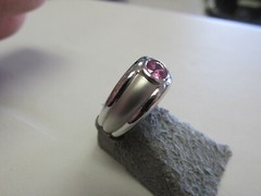 Unique Fancy Intense Pink Sapphire Ring 18k White Gold Size 5 MAKE OFFER