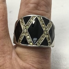 Vintage 18K HGE Plated Enamel & Crystals Unique Bold X Look Ring varied sizes