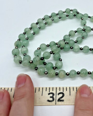 VTG Green Aventurine silver spacers layering endless necklace 32″