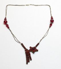 VTG Artisan Assemblage Czech Glass Red Rhinestone Asymmetrical Star Necklace
