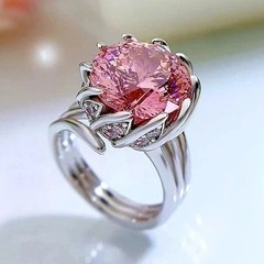 3.00Ct Round Cut Pink & Lab Created Diamond 14K White Gold FN Engagement Ring