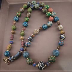Ancient Venetian Style Mix Gabri Glass Beads Necklace 26in 10.7–13.7mm