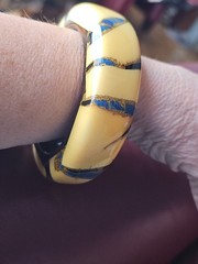 RICHARD MARCUS VINTAGE 1980’s MAMMOTH IVORY & SEMI PRECIOUS STONES BANGLE