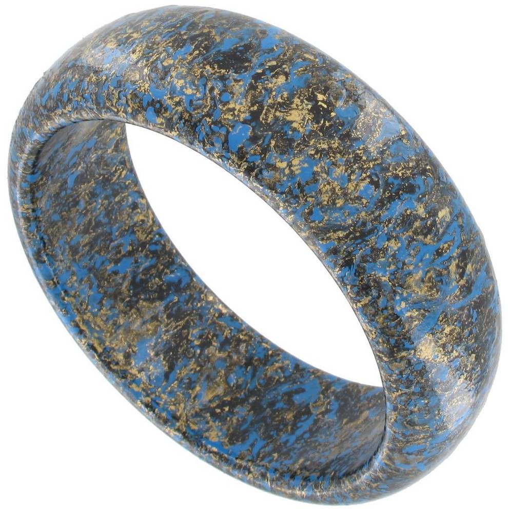 Vintage Italy Round Splatter Paint Blue Gold Bangle Bracelet Womens Standard Sz