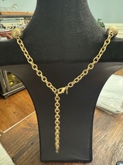 1928 Jewelry Antique Gold Tone Textured Ball Station Long Chain Necklace