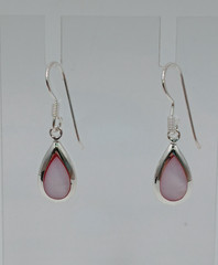 925 Pink Chalcedony Teardrop 1in Drop Earrings Sterling Silver Bezel Set Pear