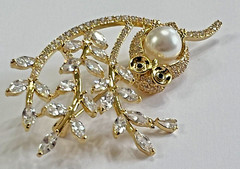 Crystal Rhinestone Owl Flamingo Brooch Pin Glass Vintage LOT Bird Peacock Clear