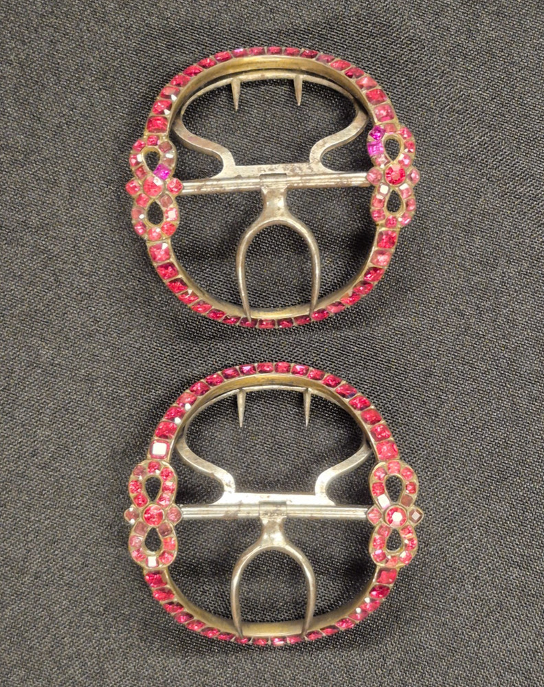 Georgian shoe buckles silver, gilt, steel, and red pastes circa 1760