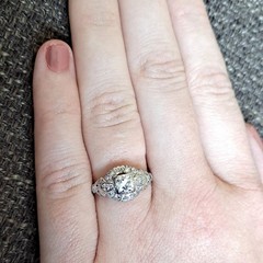 Lab Created Diamond Cluster Antique Style Ring Engagement In 14k White Gold FN