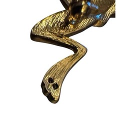 Vtg Lauren Conrad Enamel Leaping Frog Brooch Gold Tone Rhinestone Pin Signed LC