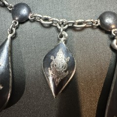 Siam sterling silver Niello bib necklace & Earings 1930’s – 50’s teardrop charms