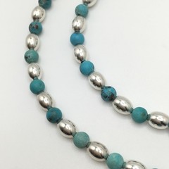 Silver Schark Handmade Sterling Silver & Turquoise Choker Necklace 16-19″ #41