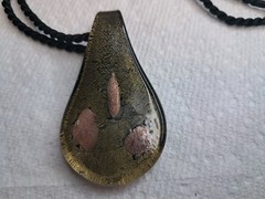 Vtg Glass Tear Drop Pendant Necklace