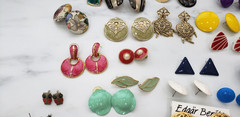 Vintage 80’s 90’s Lot 51 Costume Jewelry Earrings Chunky Bright Gold Tone Etc..