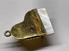 VTG JMS Piano Charm Pendant Opens Gold Filled Locket 3D Signed