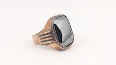 Vintage Sterling Silver Ring Hematite Stone Cracked Broken Size 11.25