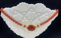 Vintage MMA Museum Of Art Carnelian Bead Necklace Signed USA 17.5”