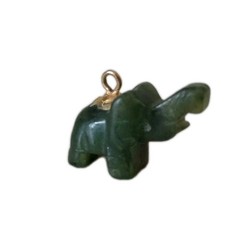 Vintage Jade Elephant Dark Green Jade Carved Elephant Pendant Charm