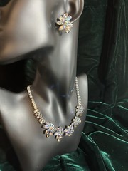 SHERMAN Set Signed Swarovski Aurora Borealis Rhinestones Demi-Parure