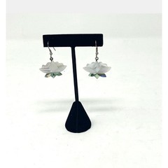 Mother of Pearl Inlay Alpaca Mexico Floral Earrings