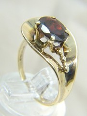 Vintage Unique MCM Tasco 14 K Gold 2 ct Oval Garnet Sz 6.5 Modernist Ring